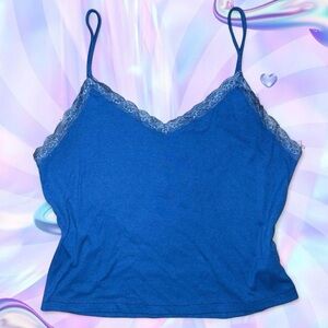 vtg y2k alter’d state mcbling preppy fairy boho lace trim cropped cami, sz xl